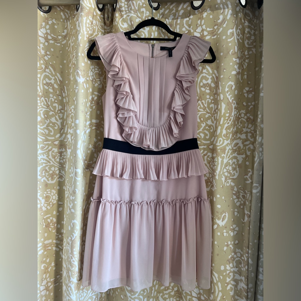 Bcbgmaxazria Blush Ruffle Midi Dress